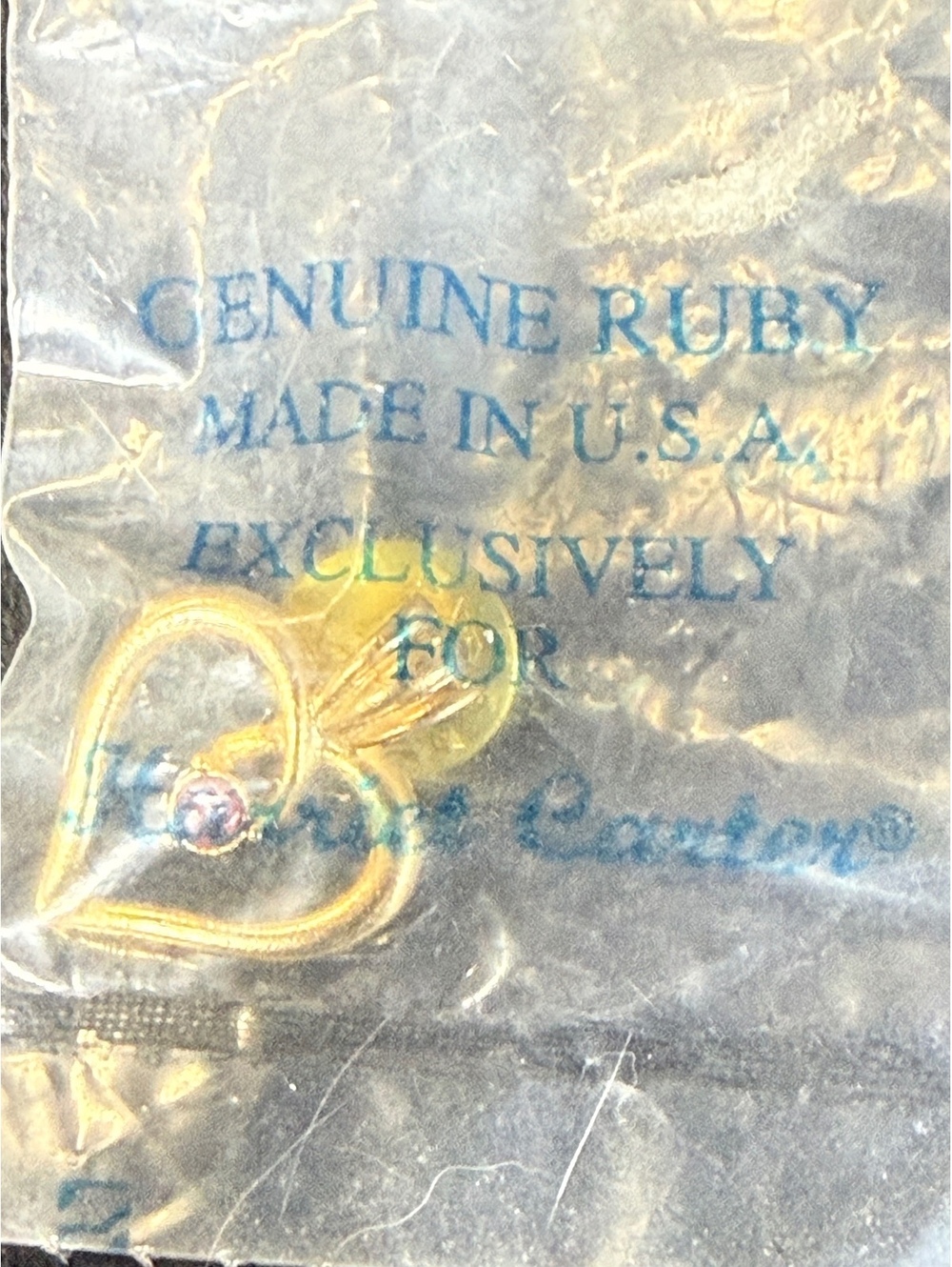 Vintage Genuine Ruby Heart Push Pin  Made in USA